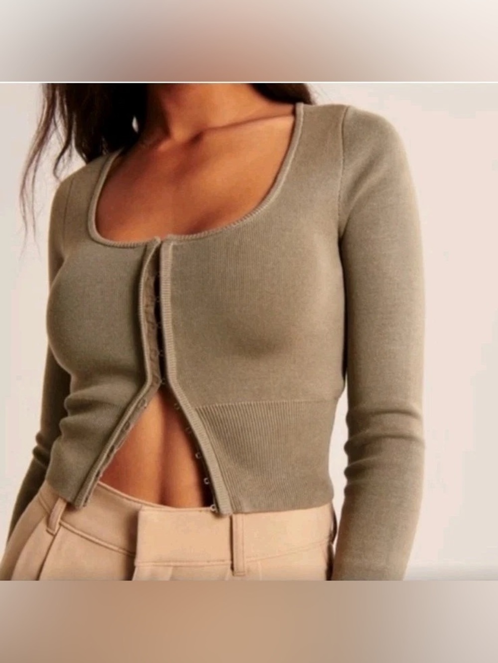 Abercrombie & Fitch Cardigan Hook Eye Closure (Green)